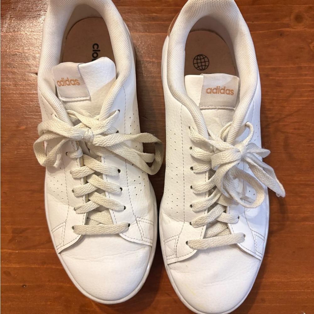 Adidas Women's White and Gold Sneakers